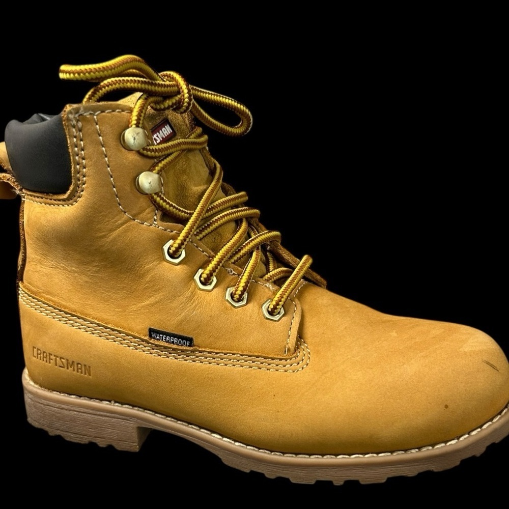 CRAFTSMAN BOYS “work” hiking BOOTS SIZE 4 BROWN/ TAN - Picture 12 of 16